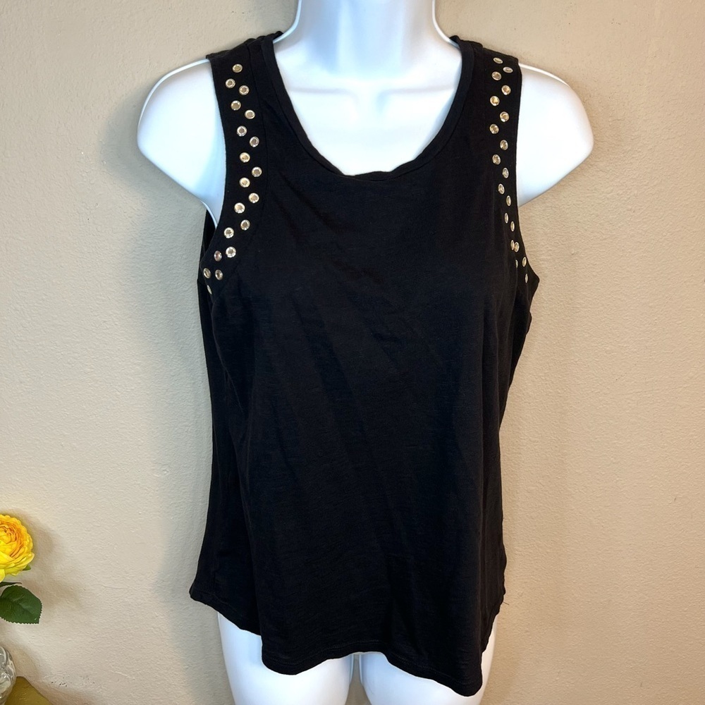 XS A.n.a Black Gemstone Accent Tank Stretch Women’s Extra Small 0 2